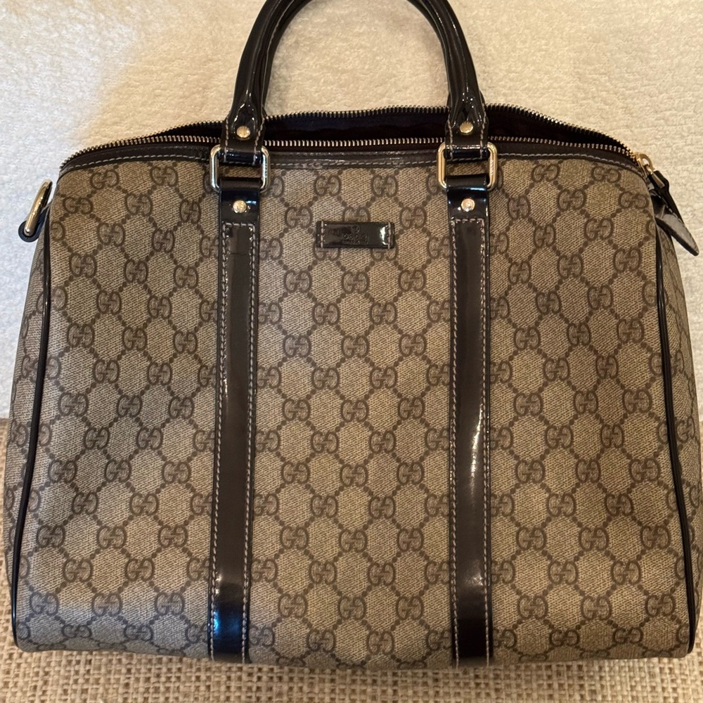 Gucci Tan and Brown Monogram Briefcase